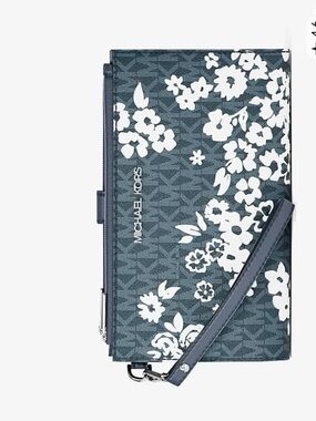 MICHAEL KORS JST Lg Double Zip Printed Signature Logo Wristlet Wallet 
Admiral
N